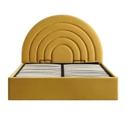 Archer Mustard Yellow Velvet Ottoman Storage Bed -The Furniture Shop JAH 09 MUSTVEL WB2