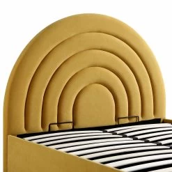 Archer Mustard Yellow Velvet Ottoman Storage Bed -The Furniture Shop JAH 09 MUSTVEL detail1