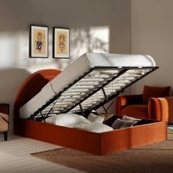 Archer Rust Velvet Ottoman Storage Bed -The Furniture Shop JAH 09 RUSTVEL scene2