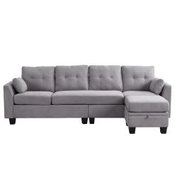 Brunswick Large 4-Seater Storage Chaise Sofa In Light Grey -The Furniture Shop LVSF 03 LIGHTGREY WB2