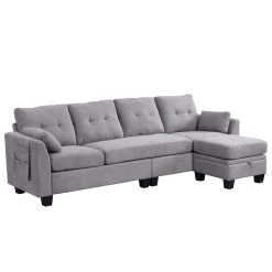 Brunswick Large 4-Seater Storage Chaise Sofa In Light Grey -The Furniture Shop LVSF 03 LIGHTGREY WB5