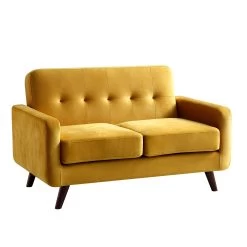 Clarence 2-Seater Sofa In Mustard Yellow Velvet -The Furniture Shop LVSF 06 MUSTARDVEL 2ST WB2