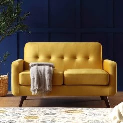 Clarence 2-Seater Sofa In Mustard Yellow Velvet