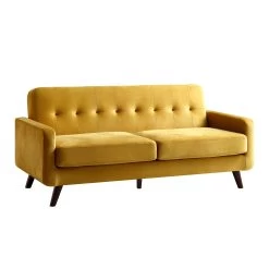 Clarence 3-Seater Sofa In Mustard Yellow Velvet 18 Clarence 3-Seater Sofa In Mustard Yellow Velvet -The Furniture Shop LVSF 06 MUSTARDVEL 3ST WB2
