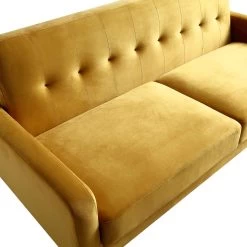 Clarence 3-Seater Sofa In Mustard Yellow Velvet 22 Clarence 3-Seater Sofa In Mustard Yellow Velvet -The Furniture Shop LVSF 06 MUSTARDVEL 3ST detail1