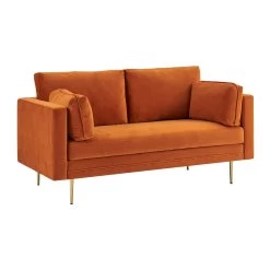 Pelham Orange Velvet Fabric Sofa -The Furniture Shop LVSF 386 ORANGEVEL 2ST 3