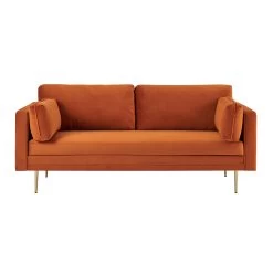 Pelham Orange Velvet Fabric Sofa -The Furniture Shop LVSF 386 ORANGEVEL 3ST 2