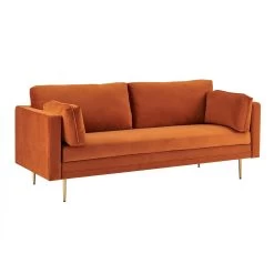 Pelham Orange Velvet Fabric Sofa -The Furniture Shop LVSF 386 ORANGEVEL 3ST 3