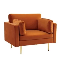 Pelham Orange Velvet Fabric Armchair -The Furniture Shop LVSF 89 ORANGEVEL 1ST WB2