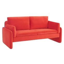 Clapham 2-Seater Flaming Orange Velvet Fabric Sofa -The Furniture Shop LVSF 89 ORANGEVEL 2ST WB2