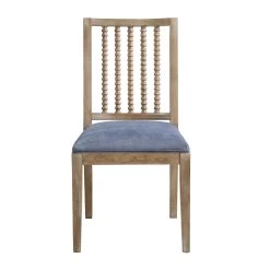 Hemingford Set Of 2 Blue Grey Velvet Bobbin Spindle Dining Chair -The Furniture Shop LW DCH 511 BLUEVEL 2P WB3