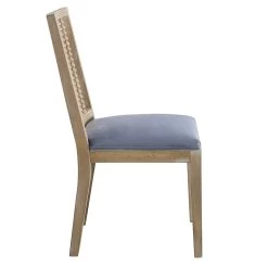 Hemingford Set Of 2 Blue Grey Velvet Bobbin Spindle Dining Chair -The Furniture Shop LW DCH 511 BLUEVEL 2P WB4