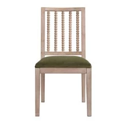 Hemingford Set Of 2 Moss Green Velvet Bobbin Spindle Dining Chair 14 Hemingford Set Of 2 Moss Green Velvet Bobbin Spindle Dining Chair -The Furniture Shop LW DCH 511 GREENVEL 2P WB2