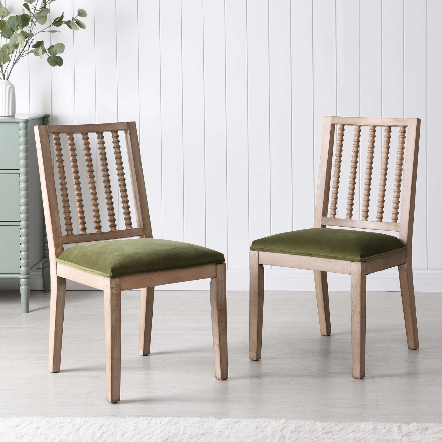 Hemingford Set Of 2 Moss Green Velvet Bobbin Spindle Dining Chair 3 Hemingford Set Of 2 Moss Green Velvet Bobbin Spindle Dining Chair