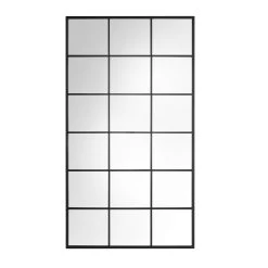 Chardwell Full Length Industrial Metal Window Mirror 180 X 100 Cm, Black -The Furniture Shop MIRR 005 BLACK WB1