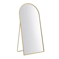 Dina Freestanding Arched Full Length Metal Frame Mirror 160 X 76 Cm, Gold Effect 15 Dina Freestanding Arched Full Length Metal Frame Mirror 160 X 76 Cm, Gold Effect -The Furniture Shop MIRR 049 GOLD WB1