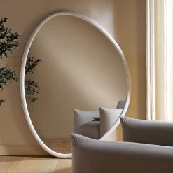 Edo Irregular Pebble Large Wooden Mirror 160 X 120 Cm, Washed White