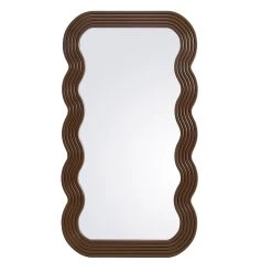 Venus Full Length Wave Mirror 180 X 100 Cm, Walnut -The Furniture Shop MIRR 162 WOOD WB1