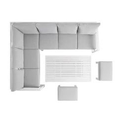 Albany Aluminium Large Corner Casual Dining Set With Rising Table, White -The Furniture Shop OD DINE 1045 WHITE WB5