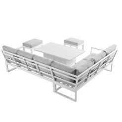 Albany Aluminium Large Corner Casual Dining Set With Rising Table, White -The Furniture Shop OD DINE 1045 WHITE WB7