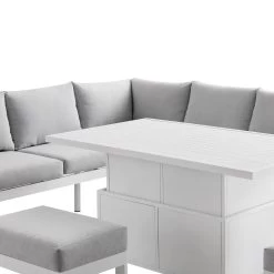 Albany Aluminium Large Corner Casual Dining Set With Rising Table, White -The Furniture Shop OD DINE 1045 WHITE detail1