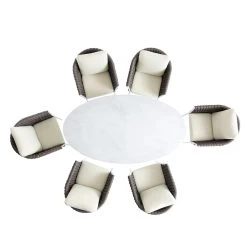 Montebello 6-Seater Outdoor Taupe Rope And Aluminium Oval Dining Set With White Ceramic Dining Table 19 Montebello 6-Seater Outdoor Taupe Rope And Aluminium Oval Dining Set With White Ceramic Dining Table -The Furniture Shop OD DINE 1072 WHITE WB2