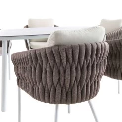 Montebello 6-Seater Outdoor Taupe Rope And Aluminium Oval Dining Set With White Ceramic Dining Table 23 Montebello 6-Seater Outdoor Taupe Rope And Aluminium Oval Dining Set With White Ceramic Dining Table -The Furniture Shop OD DINE 1072 WHITE detail2