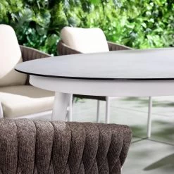 Montebello 6-Seater Outdoor Taupe Rope And Aluminium Oval Dining Set With White Ceramic Dining Table 16 Montebello 6-Seater Outdoor Taupe Rope And Aluminium Oval Dining Set With White Ceramic Dining Table -The Furniture Shop OD DINE 1072 WHITE scene2