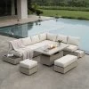 Jardin Aluminium Large Corner Casual Dining Set With Rising Firepit Table, Pumice -The Furniture Shop OD DINE 906 PUMICE SET main