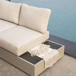 Jardin Aluminium Large Corner Casual Dining Set With Rising Firepit Table, Pumice -The Furniture Shop OD DINE 906 PUMICE SET scene4