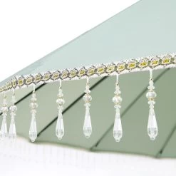 Hacienda 2.4M Sage Green Beaded Carousel Garden Parasol With Fringe Tassels And Aluminium Tilt -The Furniture Shop OD PRSL 16 SAGE detail1