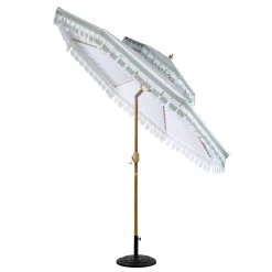 Fabienne Sage Green And White Striped 3M Double Top Crank And Tilt Parasol -The Furniture Shop OD PRSL 42 GREENSTRIPE WB2