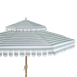 Fabienne Sage Green And White Striped 3M Double Top Crank And Tilt Parasol -The Furniture Shop OD PRSL 42 GREENSTRIPE detail1