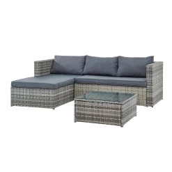 Troy Corner Rattan Garden Sofa Set With Table -The Furniture Shop OD SF 005 GREY 3