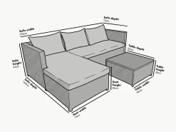 Troy Corner Rattan Garden Sofa Set With Table -The Furniture Shop OD SF 005 size