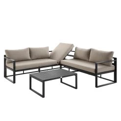Albany Aluminium Corner Sofa Set With Reclining Back And Coffee Table, Taupe -The Furniture Shop OD SF 1023 TAUPE WB1