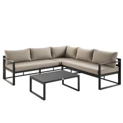 Albany Aluminium Corner Sofa Set With Reclining Back And Coffee Table, Taupe -The Furniture Shop OD SF 1023 TAUPE WB2