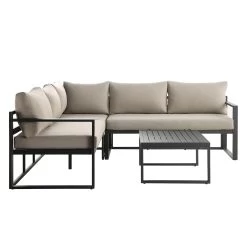 Albany Aluminium Corner Sofa Set With Reclining Back And Coffee Table, Taupe -The Furniture Shop OD SF 1023 TAUPE WB3
