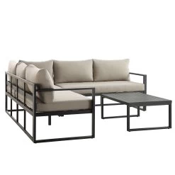 Albany Aluminium Corner Sofa Set With Reclining Back And Coffee Table, Taupe -The Furniture Shop OD SF 1023 TAUPE WB5