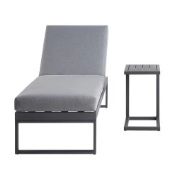 Albany Aluminium Sun Lounger, Grey -The Furniture Shop OD SLG 155 GREY WB4