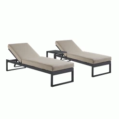 Albany Aluminium Sun Lounger And Side Table Set, Taupe 8 Albany Aluminium Sun Lounger And Side Table Set, Taupe -The Furniture Shop OD SLG 155 TAUPE SET GIF