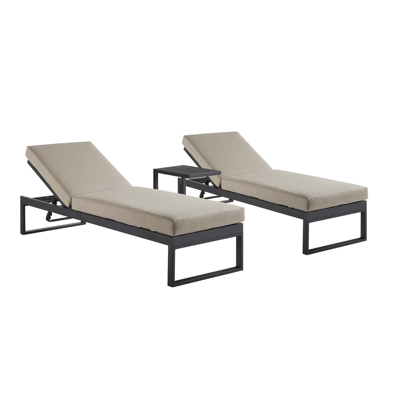 Albany Aluminium Sun Lounger And Side Table Set, Taupe 5 Albany Aluminium Sun Lounger And Side Table Set, Taupe - Image 3