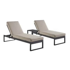 Albany Aluminium Sun Lounger And Side Table Set, Taupe 9 Albany Aluminium Sun Lounger And Side Table Set, Taupe -The Furniture Shop OD SLG 155 TAUPE SET WB1
