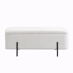 Jed Ecru Boucle 120cm Large Storage Ottoman Bench 16 Jed Ecru Boucle 120cm Large Storage Ottoman Bench -The Furniture Shop OTTO 2245 ECRUBOUCLE WB1