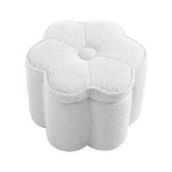 Pollie White Teddy Boucle Storage Stool 15 Pollie White Teddy Boucle Storage Stool -The Furniture Shop POUF 291 WHITE TEDDY WB1