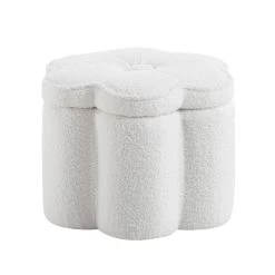 Pollie White Teddy Boucle Storage Stool 18 Pollie White Teddy Boucle Storage Stool -The Furniture Shop POUF 291 WHITE TEDDY WB2