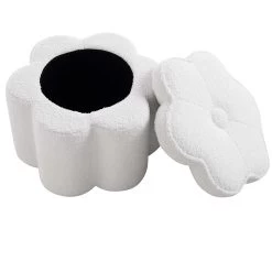 Pollie White Teddy Boucle Storage Stool 17 Pollie White Teddy Boucle Storage Stool -The Furniture Shop POUF 291 WHITE TEDDY WB3