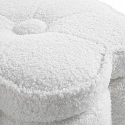 Pollie White Teddy Boucle Storage Stool 20 Pollie White Teddy Boucle Storage Stool -The Furniture Shop POUF 291 WHITE TEDDY detail1