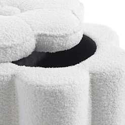 Pollie White Teddy Boucle Storage Stool 21 Pollie White Teddy Boucle Storage Stool -The Furniture Shop POUF 291 WHITE TEDDY detail2