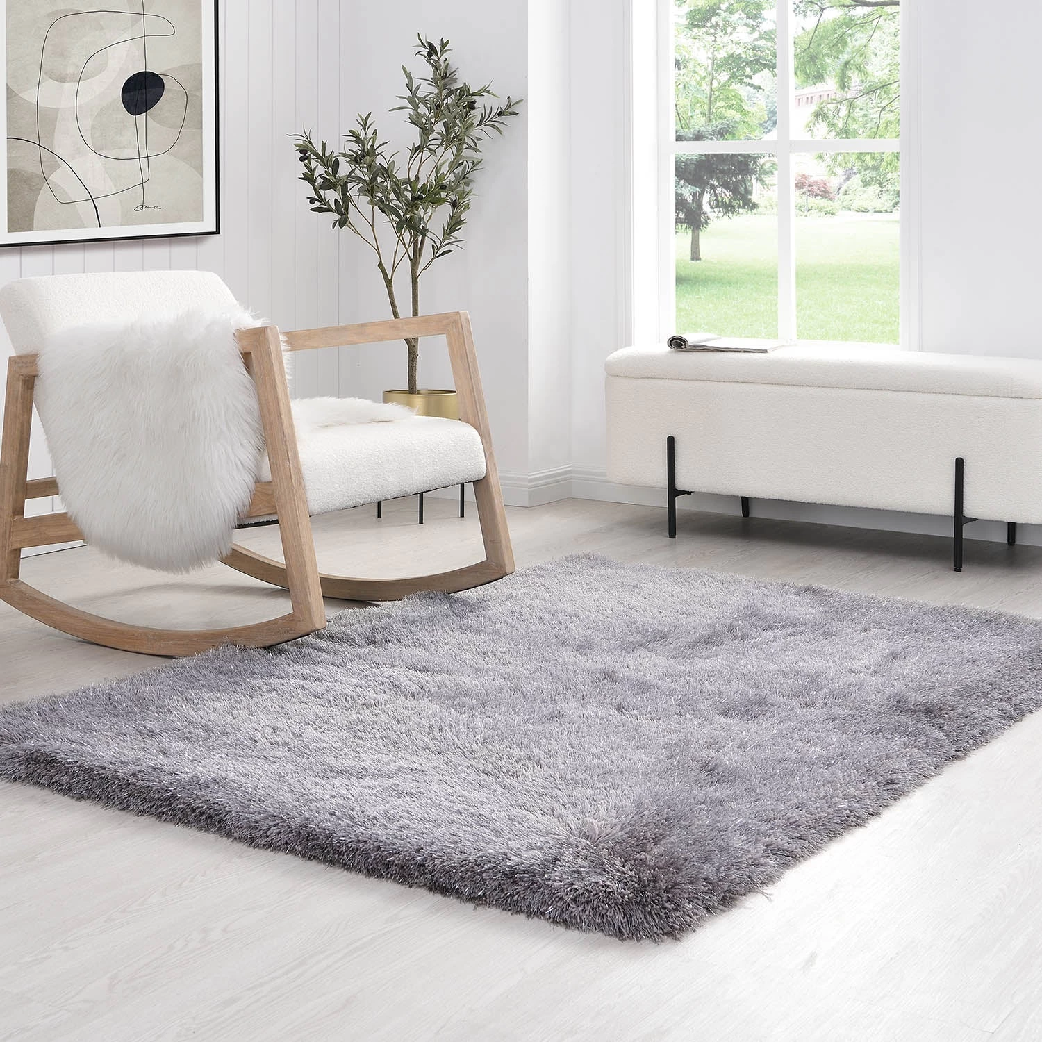 Silver Tufted Shaggy Rug 160 X 230 Cm 2 Silver Tufted Shaggy Rug 160 X 230 Cm